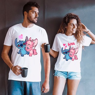 Camiseta casal namorados camisa masculino e feminina Lilo Stitch