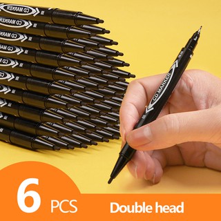 6 PCS Double head markers Black/Blue/Red drawing marker pens set Oily permanent art sketching pen Stationery