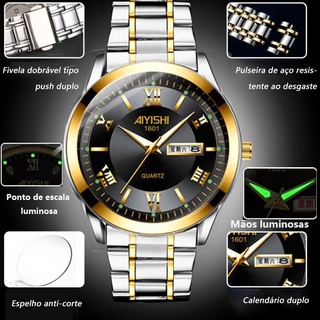Relógio Relógios de homem Relógios luminosos masculinos À prova d'água Relógios de quartzo masculinos Ultra-fino Calendário duplo Relogio (2)