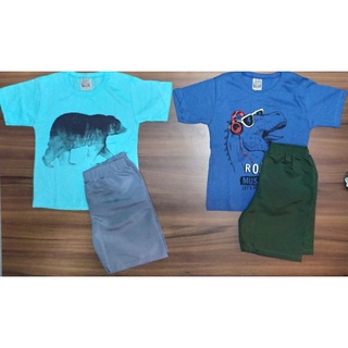 Conjunto Infantil Verão Camiseta e Bermuda menino do 1 ao 8 - Atacado Barato Estampas Elegantes (3)