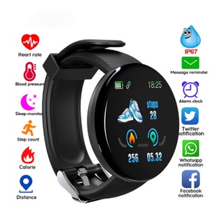 Relógio Inteligente Smartwatch Redondo D18 Unissex Esportivo Para Android E IOS Recebe Notificações De Mensagens Floe