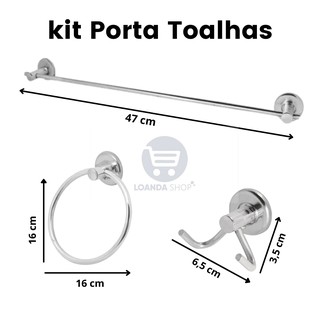Kit Porta Toalhas para Banheiro Aço Inox- Stander