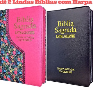 Kit 2 Bíblias Sagrada com Harpa Feminina e Masculina para o Casal (1)