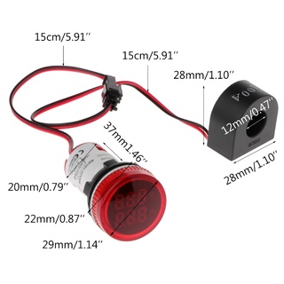 Voltímetro Amperímetro Digital 22mm Redondo Ac 50-500v 0-100a Voltagem Volt Amp Monitor (7)
