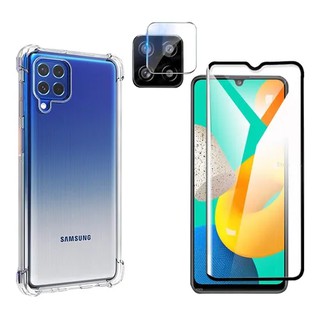 Kit 3X1 Samsung Galaxy A12 - Capa Transparente TPU + Película de Vidro Frontal 3D + Pelicula de Câmera Traseira Nano Gel 5D Protetora
