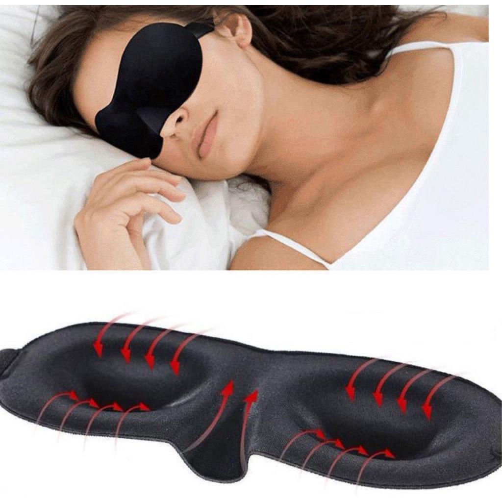 Máscara De Olho 3d Flexível Acolchoada Para Dormir / Viagem Preto