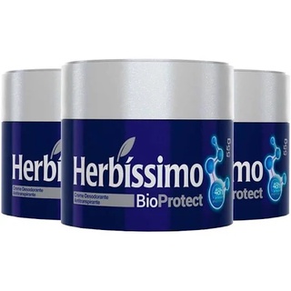 Kit C/ 3 Cremes Desodorante Antitranspirante Herbíssimo BioProtect Cedro - 55g