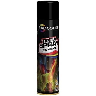 Tinta Spray Preto Fosco/Brilhante Para Uso Geral 400ml Radcolor