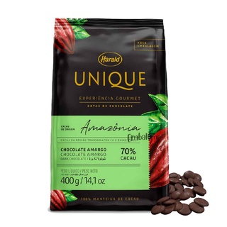 Chocolate Unique Amazônia Gotas 70% Cacau Amargo 400g Harald