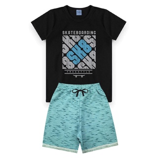Conjunto Infantil Menino Roupa de Criança masculino Bermuda e Camiseta Atacado Barato L26