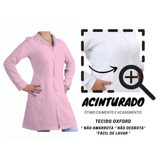 Jaleco Acinturado FEMININO MANGA LONGA oxford melhor preço blusa casaco bata guarda-pó branco preto rosa Atacado