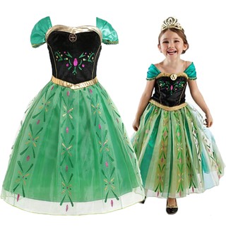 Vestido de Princesa Verde Anna sem Costura com Bordado de Flor (1)