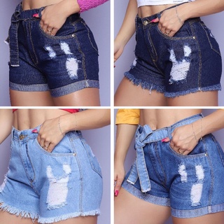 Short Jeans Feminino MOM com lycra (elastano) Cintura Alta com efeito levanta bumbum