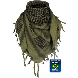 Shemagh Verde 100% algodão - Lenço Palestino - Shemagh tático militar - Lenço militar 110cm X110cm