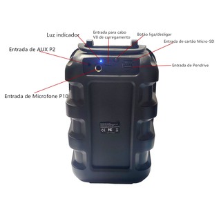 Caixa De Som Bluetooth Potente Baterial Recarregável Com Entrada Microfone Altofalante (4)
