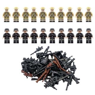 Wwii Alemão V Soldados Britâ Nicos + Armas Mini Figuras Ww2 Conjunto Militar Fit Lego (9)