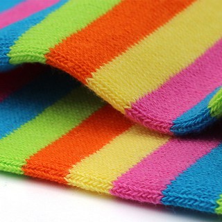6 Pairs Women Cotton Five Finger Socks Rainbow Striped Toe Separated Hosiery (7)