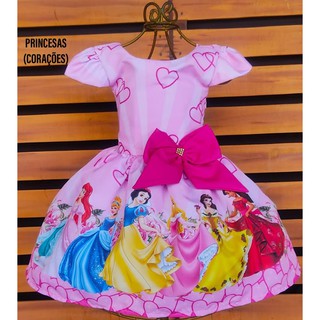 Vestido Luxo Temático Infantil Festa Princesas coração