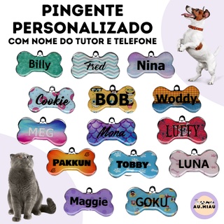 Plaquinha De Identificação Para Pets Cachorro Gato Personalizado Com Nome Telefone