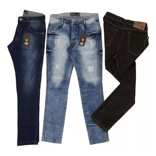 Kit Atacado 03 Calças Jeans Masculina Skinny, Vários Modelos