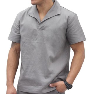 kit 3 Camisa uniforme para trabalho gola italina tecido brim