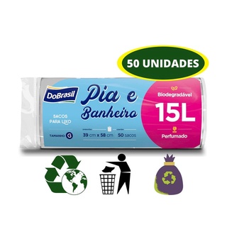Saco de Lixo 50 Un 15 Litros Branco Perfumado Pia Banheiro (1)