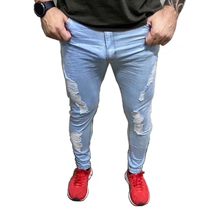 Calça Masculina Jeans Rasgada Lycra Premium Destroyed Skinny Plus Size (1)