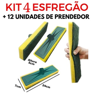 Kit 4 Esfregão Lava azulejo + 12 unidades Prendedor