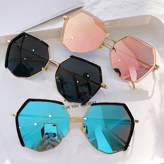 Óculos de Sol Poligonal com Lente Preta/Prata/Rosa/Verde Unissex / Óculos Escuros para Dirigir Fashion