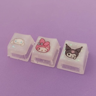 Teclas Sanrio - Kuromi - My Melody - Cinnamoroll - Hello Kitty - Keycaps Fofas Para Teclado Mecânico - Unidade (3)