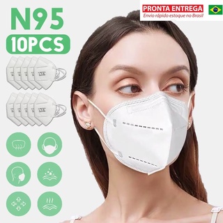 Máscara Facial Descartável Fácil KN95 Pff2 5 Camadas 10 Unidades