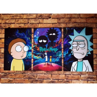 Rick and Morty mosaico 3 peças Placas decorativas, quadros decorativos para quarto