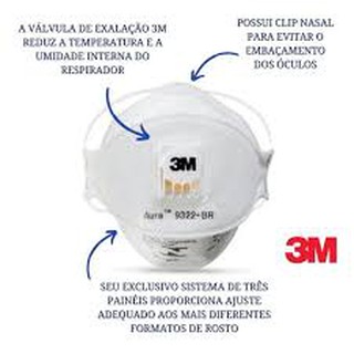 Máscara Proteção Respiratória 3m Aura 9322+br Pff2 N95 contra virus.