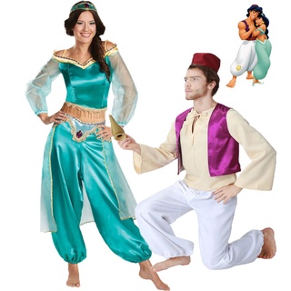 Conto De Fadas Lâmpada Aladdin Jasmine Traje Trajes De Princesa Para Mulheres Adultas Dos Homens Casal Roupas Árabe