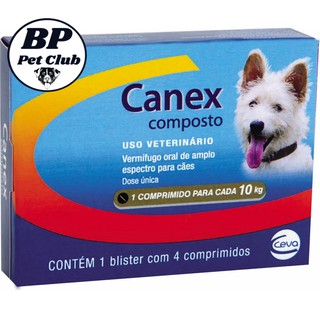 Vermifugo Ceva Canex Composto Para Cães Cachorro - 4 Comprimidos Para Anti Vermes e Parasitas Original Caixa (1)