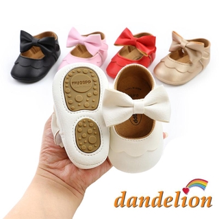 DANDELION-Baby Girls Princess Shoes, Cute Mary Jane Flats with Bowknot Rubber Sole Shoes
