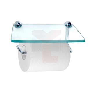 Papeleira De Vidro Para Banheiro Porta Papel Higiênico Com Prateleira Para Celular ou Decoração