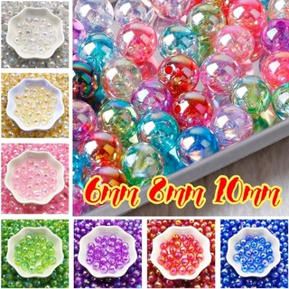 6/8/10MM Transparent Electroplated Beads AB Color Facet Acrylic Beads Loose Spacer Beads for Jewelry Making DIY Bracelet