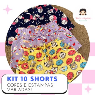 kit 8 short infantil baby estampados sortidos para menina super confortavel