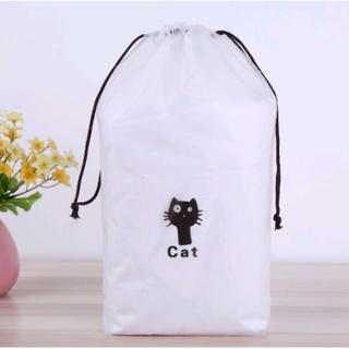 Glbr Black Cat Drawstring Clothes Storage Bag Transparent Dust-proof Travel Organizer Glow (1)