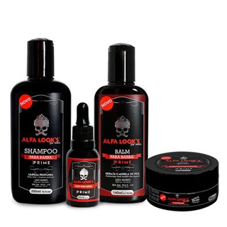 Kit Pomada + Shampoo + Balm + Óleo Prime Alfa Looks