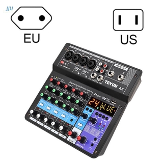 Jiajufuz Misturador De Som / Mixer / Placa De Som Para Karaoke De Áudio Profissional De 6 Canais - Amplificador De Console De Estúdio De Áudio