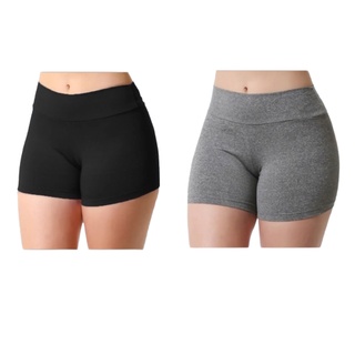 kit com 2 shorts curto feminino leggings suplex lycra 1 preto e 1 cinza (1)