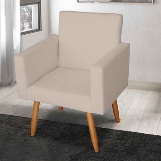 Poltrona Cadeira Decorativa Nina Suede Bege- Móveis Mafer 2 (1)
