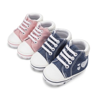 Denim Baby Shoes Newborn Embroidered Heart Shape Baby Girl Shoes First Walkers Fashion Soft Bottom Baby Canvas Boys Shoe
