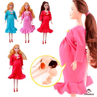 Boneca de Família Feliz / Boneca de Mãe Grávida com Bebê na Barriga / Brinquedo Estilo Barbie