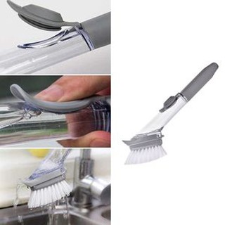 Escova de Limpeza 2 em 1 Esponja Louça Limpa Cozinha Dispense Detergente Cinza (5)