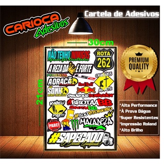 Cartela 19 Super Adesivos - MOTO-BIKE-CARRO - Ediçãp Premium Quality