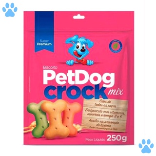 Biscoito para Cães PetDog Crock Super Premium Mix - Cães de Todas as Raças - 250 gramas