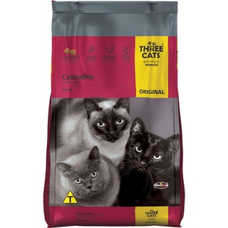 Ração Three Cats Premium Especial Original Gatos Castrados Carne 10,1kg